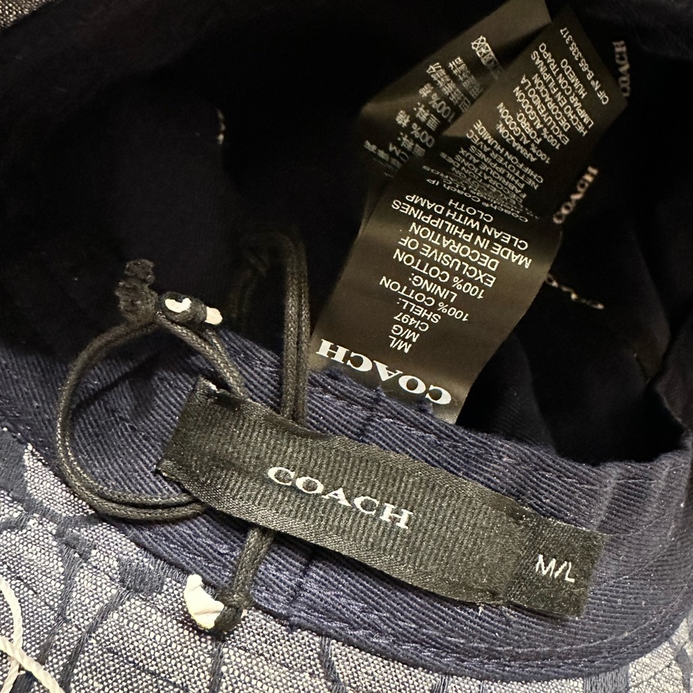 Coach Navy and Gray Signature unisex Bucket Hat - Picture 2 of 4